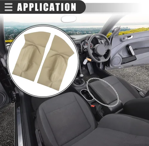 Vista 2 de Motoforti Cubierta para reposabrazos de panel de puerta de automóvil, para Volkswagen Beetle 1998-2010, cuero de microfibra, 1 par, beige
