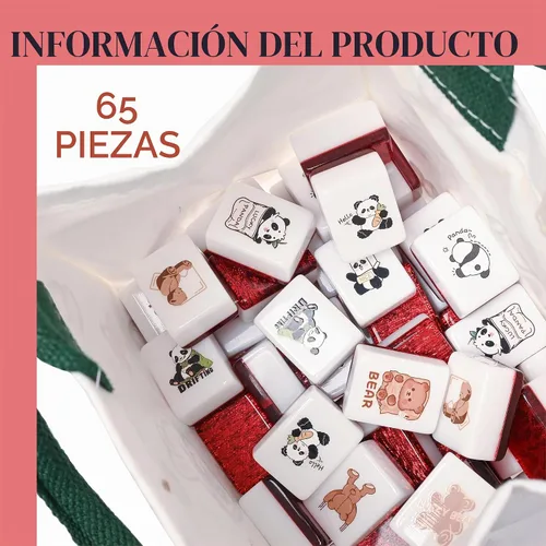 Vista 9 de Vita Mahjong - Juego de azulejos de 65 piezas, juego de mesa para 2 Panda y oso pardo