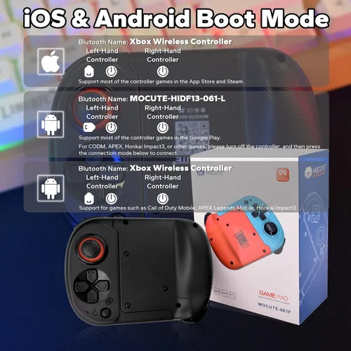 Vista 8 de Koiiko Mobile Gaming Controller for iPhone iOS Android PC Wireless Gamepad Joystick for iPhone 15141312X, iPad, MacBook, Samsung Galaxy