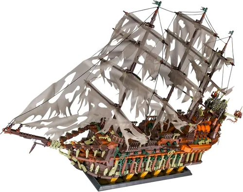Vista 5 de Mould King Kit de bloques de construcción modelo de barco piratas grande, juego de bloques de construcción holandés MOC, juego de construcción