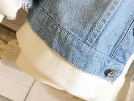 Vista 2 de Tokisaki Anime Cosplay Denim Jacket Graphic Hoodie Jacket Hooded Sweatshirt Adult Unisex Novelty Coat for Halloween