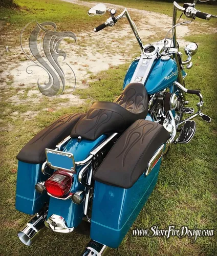 Vista 8 de 2014-2023 Fundas de tapa de alforja premium Flame para Harley Davidson Negro