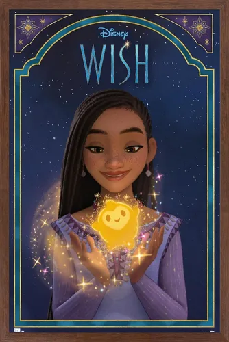 Vista 16 de Trends International Disney Wish - Póster de pared de Asha & Star, 22.4 pulgadas de largo x 14.7 pulgadas, versión enmarcada en madera de granero
