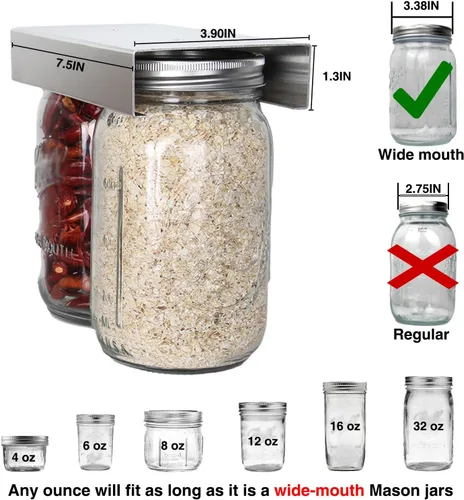 Vista 3 de Organizador de Frascos Mason, Estante para Frascos Mason para Almacenamiento de Alimentos, Soporte para Frascos de Conservas Debajo del Gabinete