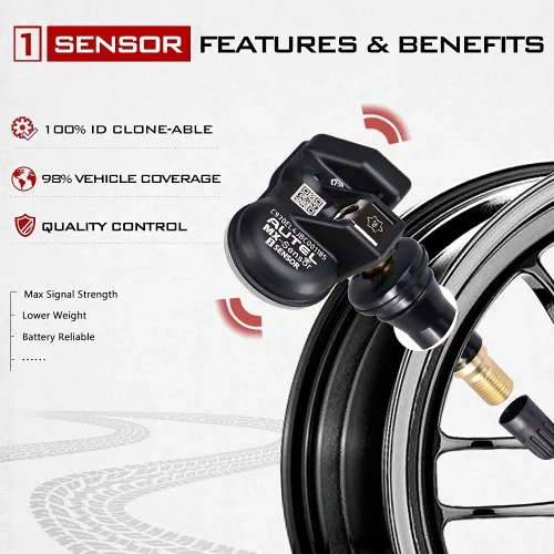 Vista 4 de Autel MX-Sensor - Sensor TPMS programable (315 MHz + 433 MHz) - vástago de goma, a presión, 99% cobertura del vehículo, 100% clonable, programado