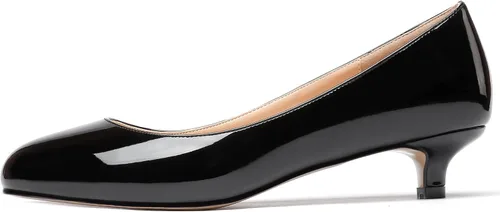 Vista 2 de WAYDERNS Zapatos de vestir de trabajo de patente para mujer, con puntera redonda, sin cordones, tacón bajo, 1.5 pulgadas