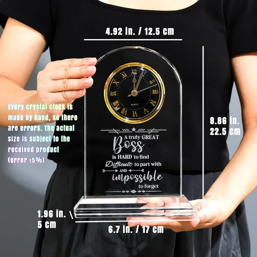 Vista 6 de Ornalrist Regalos de Jefe para Hombres y Mujeres Reloj de Cristal, Regalos para Jubilación Jefa Mujer - Regalo de Apreciación de Jefe para Hombres