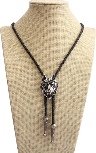 Vista 348 de Jeilwiy Corbata de bolo para hombre, corbata de vaquero occidental, collar de corbata de bolo dorado, corbata de cuero, corbata de Halloween
