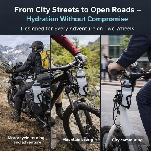 Vista 5 de Portavasos para motocicleta, portavasos de alta tenacidad, ajuste universal de nailon, jaulas para botellas de agua 3D para vehículos eléctricos