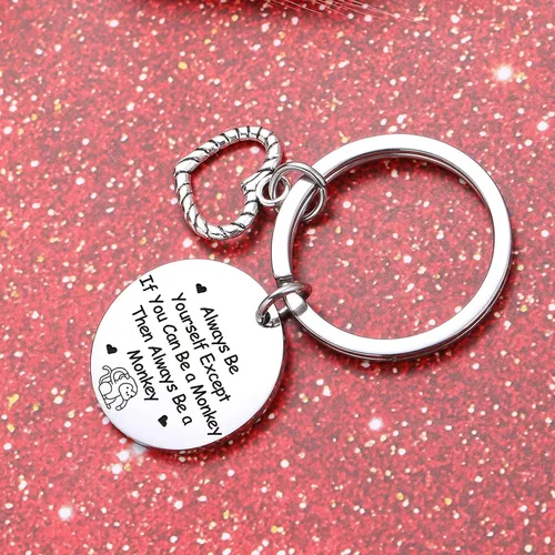 Vista 5 de ZQEOU Llavero para amante de los monos, anillo de mono, regalo para hija, regalo de mejor amiga, regalo de primo, llavero de cumpleaños