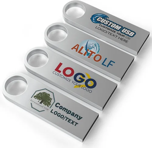 Vista 8 de ABLAZE Paquete de 10 unidades flash de 128MB, unidades flash USB 2.0 metálicas con llaveros USB Sticks Pendrives (Plateado)