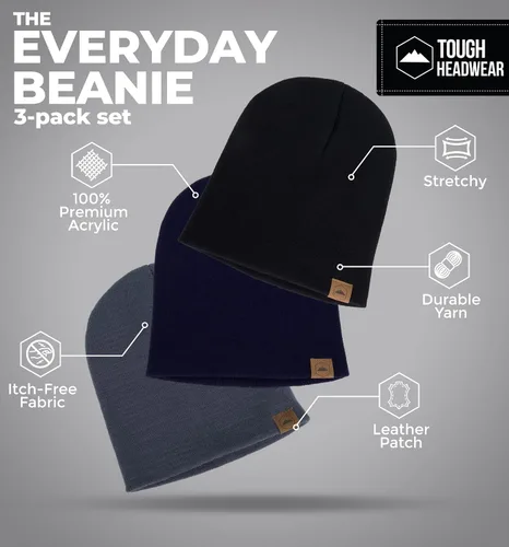 Vista 35 de Tough Headwear Daily Knit Beanie – Gorros para hombre – Sombreros de invierno para hombres y mujeres – Sombreros de punto cálidos para clima frío