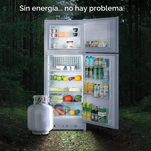 Vista 4 de SMETA Refrigerador de propano, refrigerador de 2 vías con congelador de 9.4 pies cúbicos, 110 V/gas GLP, refrigerador de almacenamiento grande