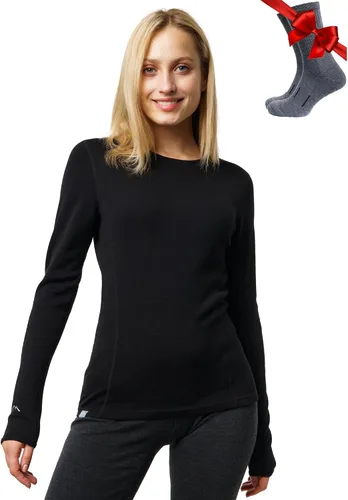 Vista 21 de 100% lana merino capa base mujer - camisa térmica de manga larga con 165 gris carbón