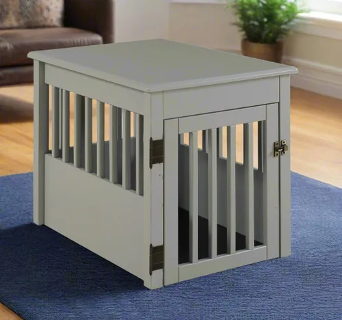 Vista 5 de BarkWood Pet Crate - Mesa auxiliar con acabado gris