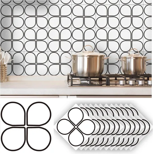 Vista 10 de Alwayspon 12 calcomanías mate para azulejos de pared, despegar y pegar, calcomanías de vinilo autoadhesivas para azulejos de cocina y baño, 6 x 6