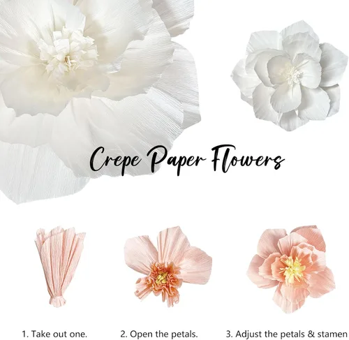 Vista 6 de ANSOMO Flores de papel blanco 3D decoración de pared decoraciones de fiesta