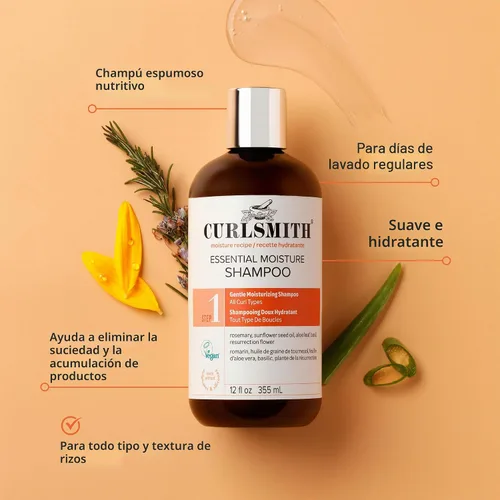 Vista 2 de CURLSMITH - Essential Moisture Cleanser, Gentle Nourishing Shampoo for Wavy, Curly and Coily Hair, Vegan