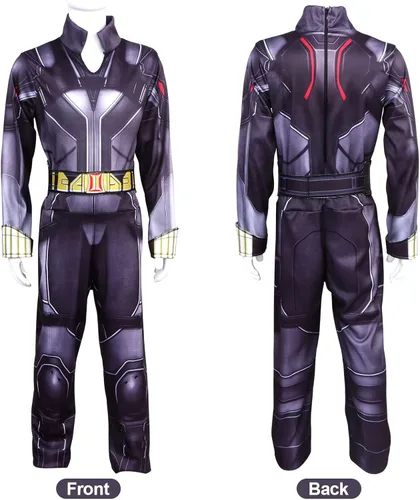 Vista 4 de iminfit Disfraz de cosplay de viuda negra para niñas, disfraz de superhéroe para Halloween, disfraz para niñas
