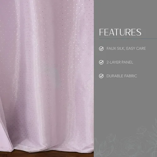 Vista 3 de Elrene Home Fashions Aurora - Cortina opaca transparente para niños, (lavanda), (52 x 63)