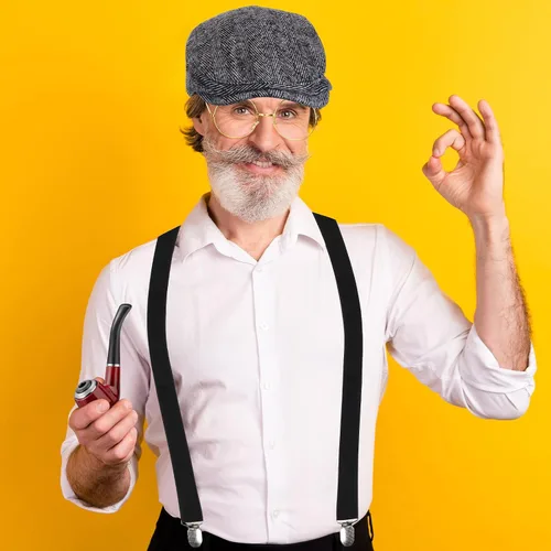 Vista 5 de Boyiee Disfraz de detective de 8 piezas para adulto, disfraz de hombre de 100 días de escuela, juego de accesorios para hombre de los años 20