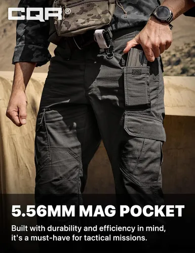 Vista 6 de CQR - Pantalones tácticos tipo cargo para hombre, tejido ripstop, resistentes al agua, ligeros, para uso diario, trabajo, senderismo o exteriores
