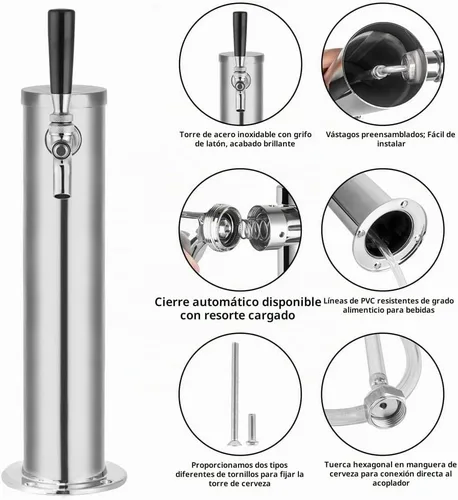 Vista 2 de TMCRAFT Kit de torre Kegerator de un solo grifo, kit de conversión