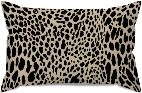 Vista 6 de ArogGeld Funda de cojín lumbar con estampado de leopardo y guepardo negro, funda de almohada para sofá, con manchas de animales marrones y negros