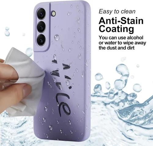 Vista 6 de Samsung Galaxy S22 Plus - Funda de silicona líquida, protección completa delgada de la cámara con forro de microfibra suave, color morado