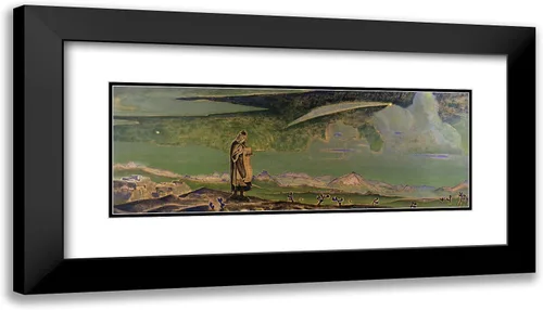 Vista 3 de ArtDirect Roerich, Nicholas 24x14 Black Modern Framed Art Print Titled: Legend Black Modern Wood Frame