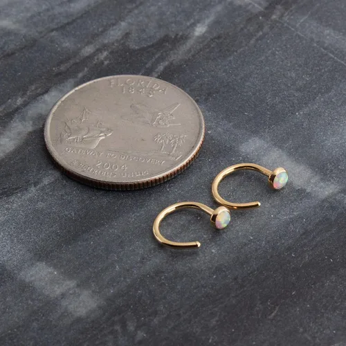 Vista 19 de Half Huggie Gold Hoop Earrings for Girls Women Tiny Cartilage Birthstone Stud Piercing Earring Hypoallergenic Earring Screw Back Dainty Hug Hoops