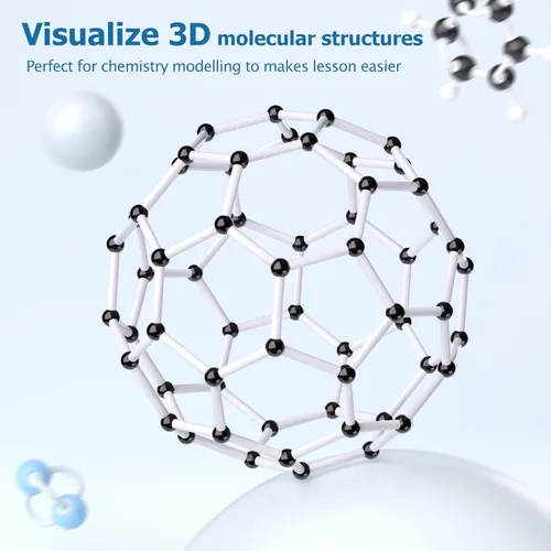 Vista 4 de Kit de modelo molecular YCHOULEK, set de química molecular orgánica de 444 piezas, kit de modelo de elementos atómicos para lecciones de química