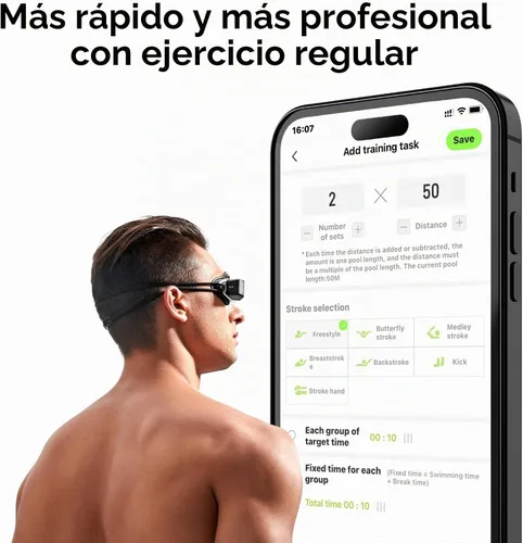 Vista 4 de Holoswim Gafas de natación inteligentes 2S, pantalla digital de datos en tiempo real, gafas inteligentes AR con aplicación de análisis de datos AI