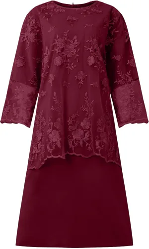 Vista 3 de Moda de primavera para mujer 2023, vestido de dos piezas con bordado de encaje de moda casual para mujer