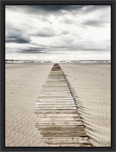 Vista 8 de Amanti Art Framed Canvas Wall Art 24x18 Sandy Beach Boardwalk by Incado, Framed Wall Art Canvas, Beach Artwork, Traditional Decor, Medium Poster