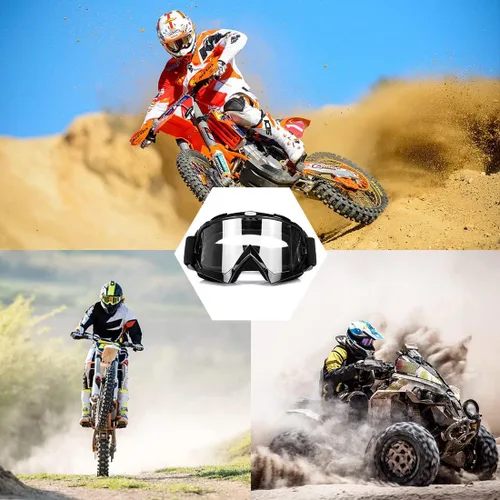 Vista 2 de JAMIEWIN - Gafas de motocross ATV para bicicleta de tierra, motocicleta, UTV MX OTG, gafas para carretera fuera de pista, lentes transparentes anti
