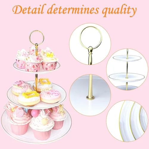 Vista 7 de Juego de 10 soportes para cupcakes, juego de exhibición de mesa de postres, soporte de exhibición de cupcakes, soporte de nivel para cupcakes con 4