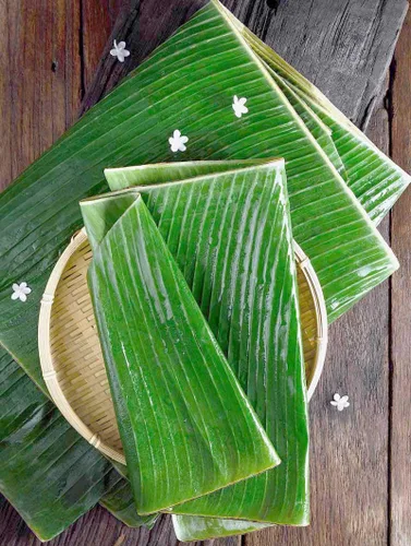 Vista 2 de Hojas Frescas de Plátano 1 Lb. Hoja de Platano