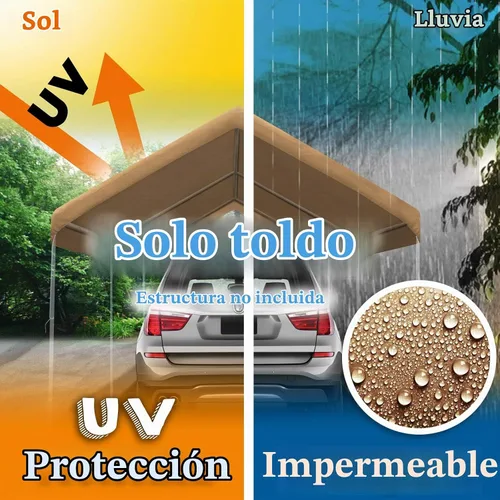 Vista 7 de BenefitUSA Canopy ONLY Toldo de repuesto de 10 x 20 pies, para exteriores, cubierta de lona con bolas elásticas (bronceado)