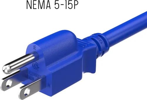 Vista 2 de Cable Leader Cable de alimentación universal de 2 pies 18 AWG IEC320 C13 a NEMA 5-15P, azul