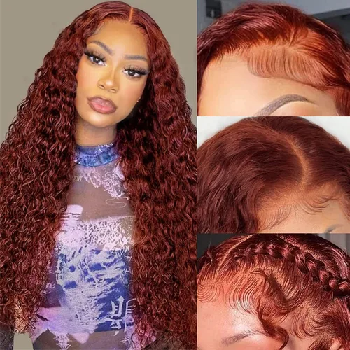 Vista 31 de Pelucas de cabello humano con encaje frontal lacio HD transparentes de 13 x 4, color degradado Ombre, onda profunda de 4/27, pelucas de encaje