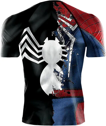 Vista 3 de TIMWOODER Camisa de compresión para hombre, camiseta de manga corta suave con estampado 3D, camiseta deportiva para gimnasio