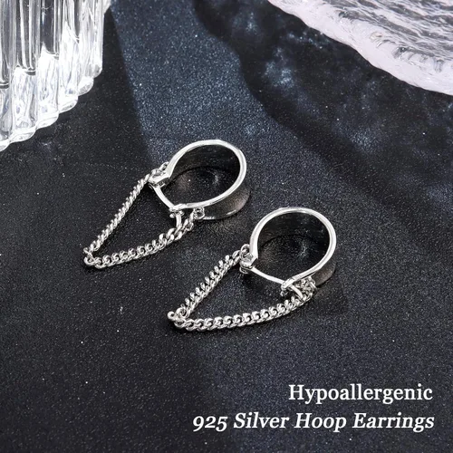 Vista 3 de Ritach Pendientes de Cadena Dorada para Mujer, Elegantes y Tendenziosos, de Plata de Ley 925 con Poste, Chapados en Oro de 14k, Pendientes de Aro