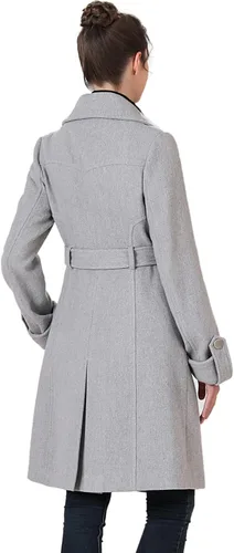 Vista 4 de BGSD Abrigo de lana Nia con cinturón para mujer con babero extraíble regular talla grande y pequeña