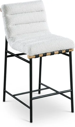 Vista 15 de Meridian Furniture 846Black-C Burke Collection Modern Taburete de bar contemporáneo con cuero vegano negro suave, marco de metal negro mate