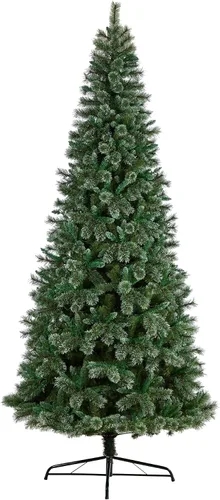 Vista 8 de Árbol de Navidad artificial de pino con punta de nieve delgado de 1.5 m de Wisconsin de Nearly Natural con 150 luces LED transparentes