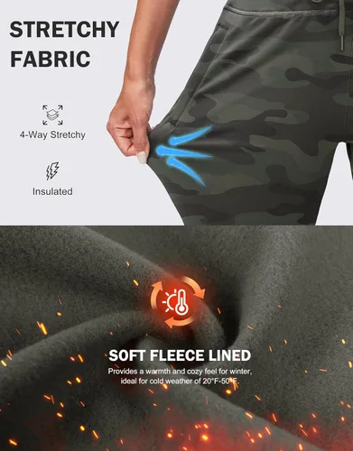 Vista 27 de G Gradual Pantalones deportivos con forro polar para mujer, de cintura alta, resistentes al agua, térmicos, para invierno, correr, senderismo