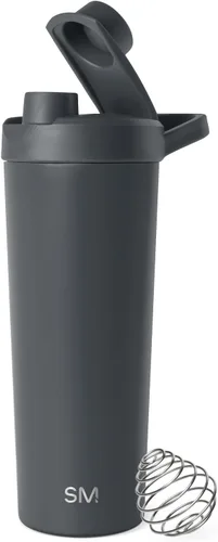 Vista 11 de Simple Modern - Botella agitadora de acero inoxidable con bola de 24 onzas Taza metálica aislada para mezclas de proteínas, batidos y Negro