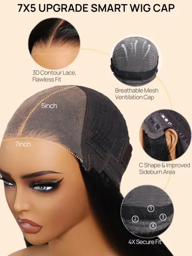 Vista 6 de Julia Hair - Peluca BOB sin nudos de 30 cm con cierre de encaje HD de 7x5, rubio con raíces marrones, corte recto y desflecado, prearrancada, nudos