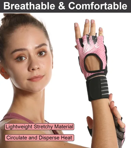 Vista 5 de SUJAYU Guantes de entrenamiento para hombres, guantes de entrenamiento para mujer, guantes de levantamiento de pesas transpirables, guantes